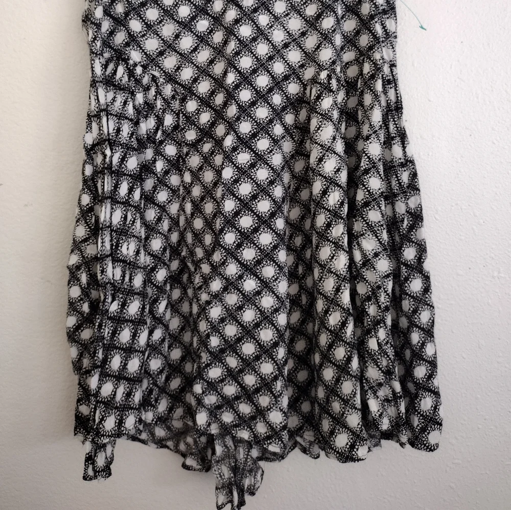 Free People Black White Sleeveless Molly Dot Swing Tunic Mini Dress